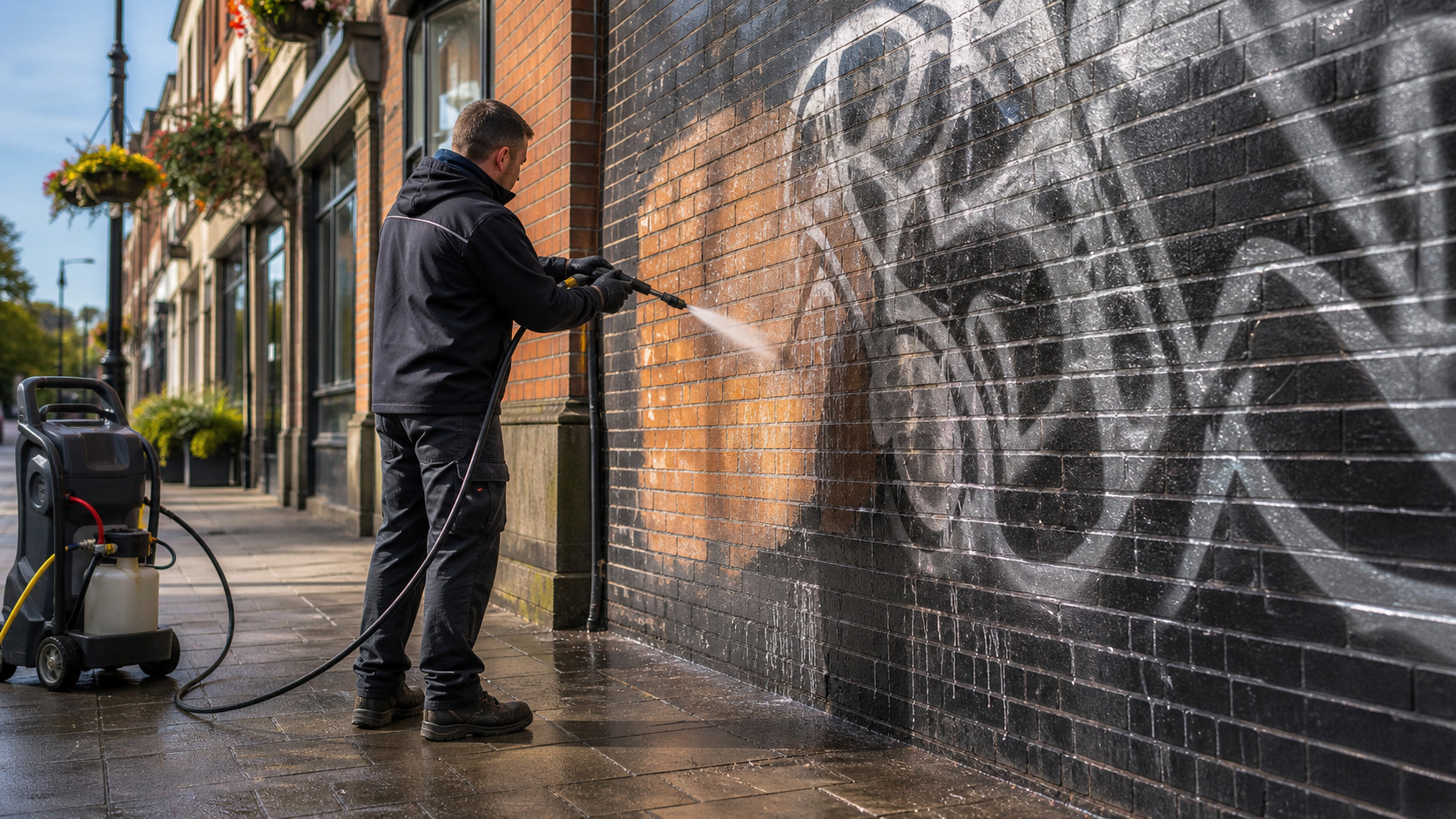 Eco Clean Sussex graffiti removal from a brick wall in Sussex