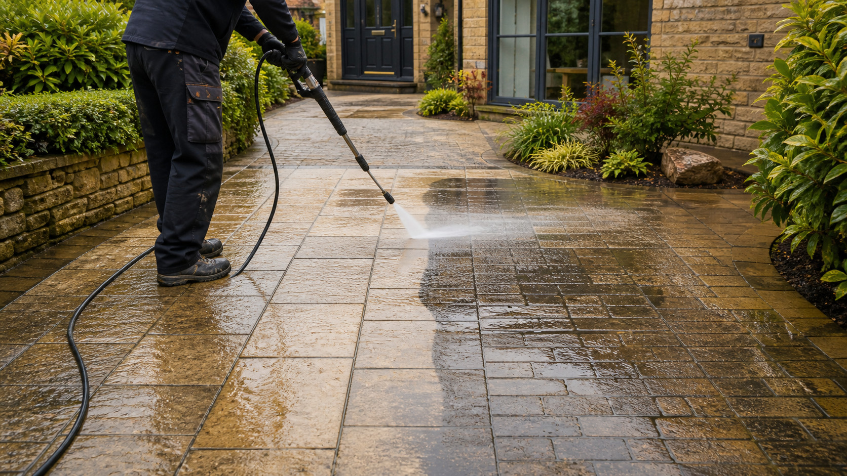 Stone and Block Paving Cleaning Eco Clean Sussex stone and block paving cleaning on outdoor paving