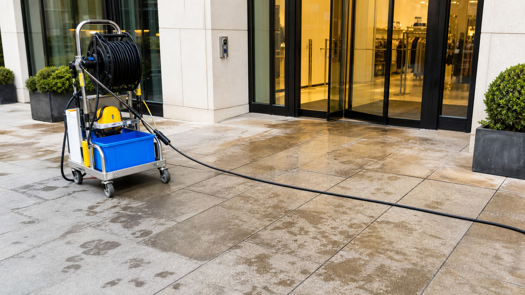Clean August exterior paving and entrances for Sussex homes and businesses